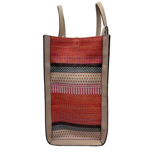 NWOT Kate Spade New York Market Stripe Tote Bag Woven Canvas & Leather Handles B - Picture 3 of 11